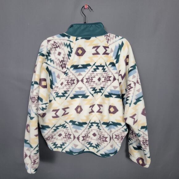 RSQ Fleece Pullover Jacket Aztec Southwestern Quarter Snap Mock Neck - Picture 2 of 10